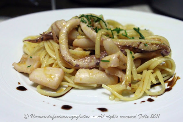 Rifatte Senza Glutine... Linguine ai Calamari e Nettare d'Arancia