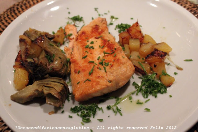 Salmone, Patate e Carciofi al Profumo di Zafferano