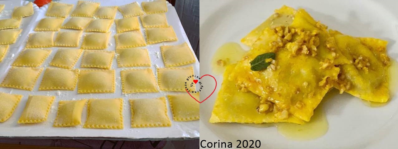 Ravioli di patate, taleggio e pesto di noci